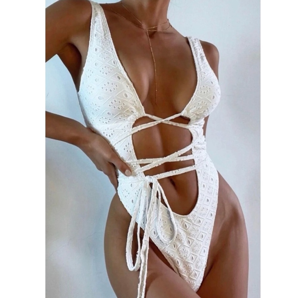 White one piece bathing suit